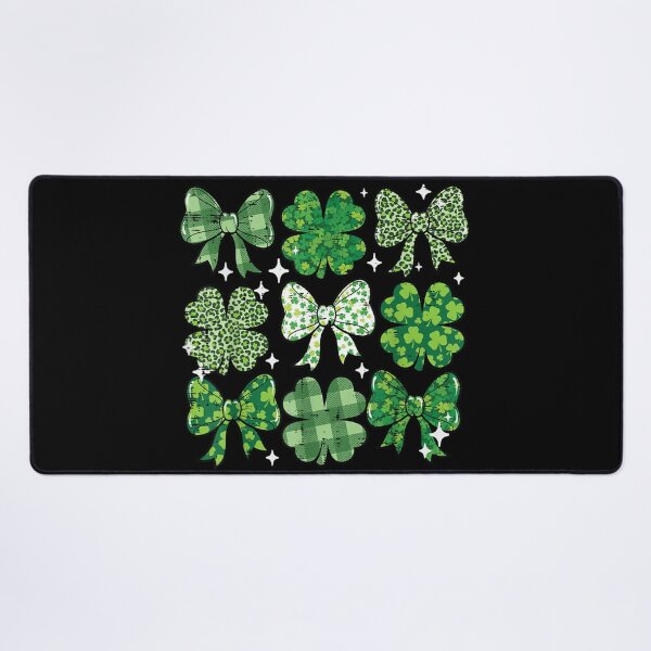 Item preview, Coquette Aesthetic St Patricks Day Shamrocks Bows Leopard Print Plaid Irish Pattern designed and sold by Chaya Reid.
