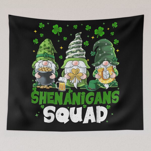 Item preview, Shenanigans Squad Lucky Gnomes St Patricks Day 2026 Irish Leprechaun Clover Art designed and sold by Chaya Reid.