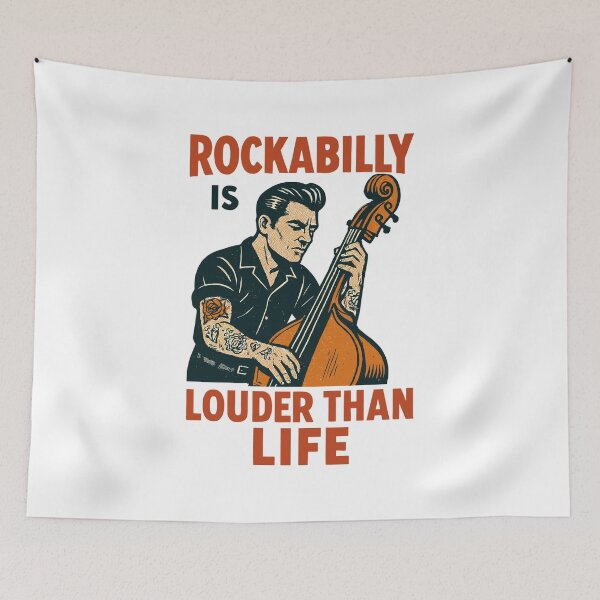 Item preview, Rockabilly Bassist: Louder Than Life Retro Design designed and sold by Pineapple-Tree.