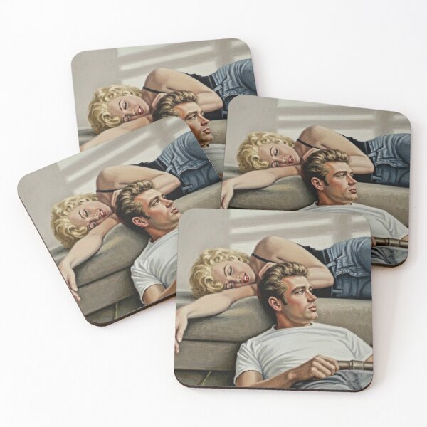 Item preview, The Beautiful and the Damned: Marilyn and James Dean Noir Impasto Portrait designed and sold by Art's Diner.