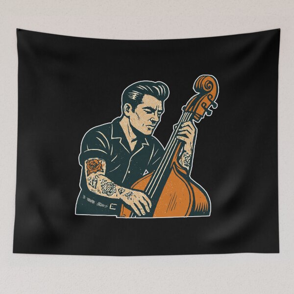 Item preview, Vintage Bassist: Rock n Roll, Tattoos & Double Bass designed and sold by Pineapple-Tree.
