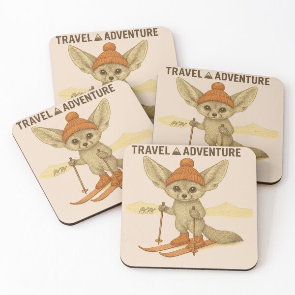 Item preview, Cute Fennec Fox Desert Skiing – Kawaii Sand Adventure designed and sold by Aloloco.