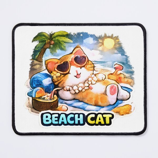 Item preview, Kawaii Cute Beach Cat designed and sold by VictorySticker.