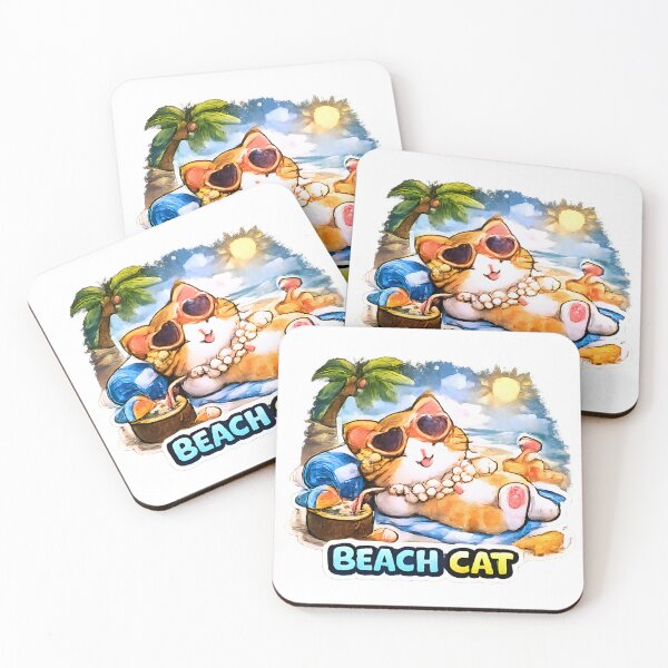 Item preview, Kawaii Cute Beach Cat designed and sold by VictorySticker.