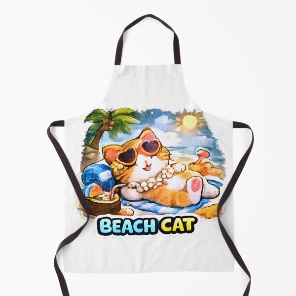 Item preview, Kawaii Cute Beach Cat designed and sold by VictorySticker.