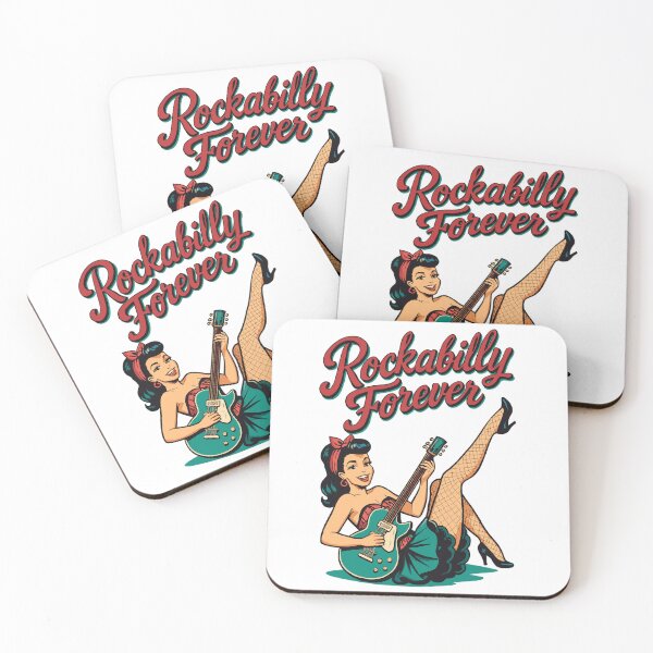 Item preview, Rockabilly Forever: Pin-up woman with retro electric guitar designed and sold by Pineapple-Tree.