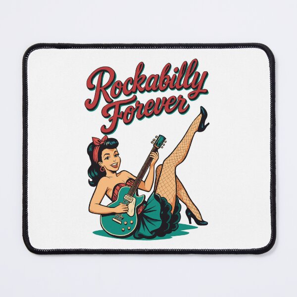 Item preview, Rockabilly Forever: Pin-up woman with retro electric guitar designed and sold by Pineapple-Tree.