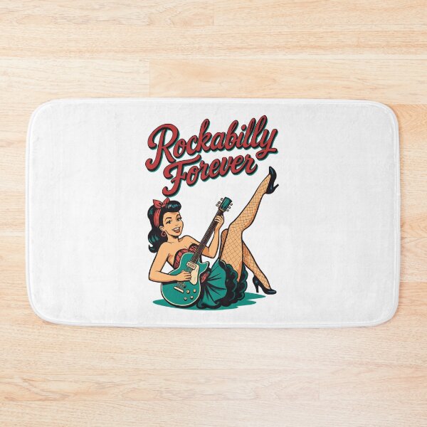 Item preview, Rockabilly Forever: Pin-up woman with retro electric guitar designed and sold by Pineapple-Tree.