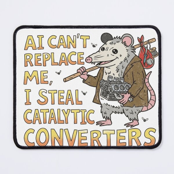 Item preview, Funny Opossum AI Satire - I Steal Catalytic Converters Illustration designed and sold by JossDesign15.