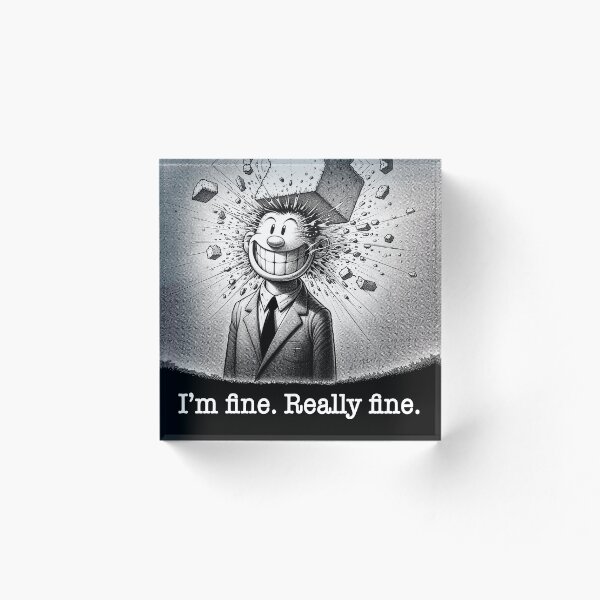 Item preview, I'm Fine. Really Fine. (White on Black) - Indie Underground Cartoon Art designed and sold by DiamondSkyShirt.