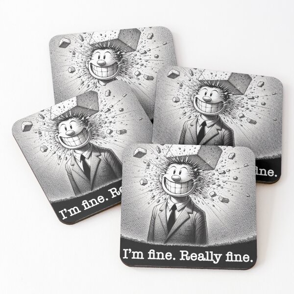 Item preview, I'm Fine. Really Fine. (White on Black) - Indie Underground Cartoon Art designed and sold by DiamondSkyShirt.