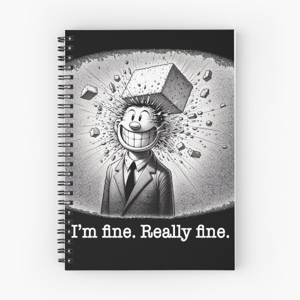 Item preview, I'm Fine. Really Fine. (White on Black) - Indie Underground Cartoon Art designed and sold by DiamondSkyShirt.