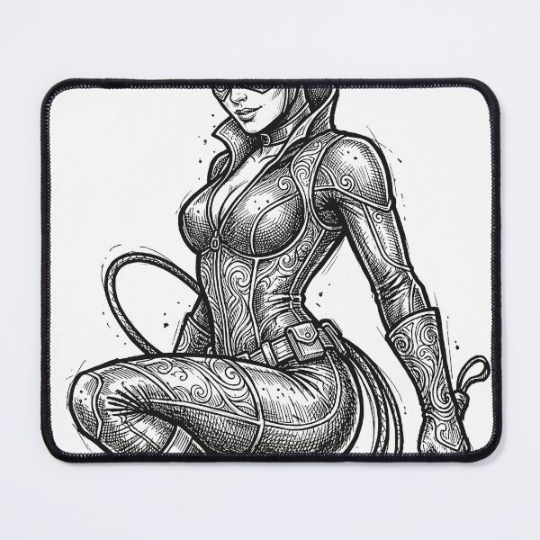 Item preview, Sensual Catwoman Ink Illustration designed and sold by JaaGo PopLab.