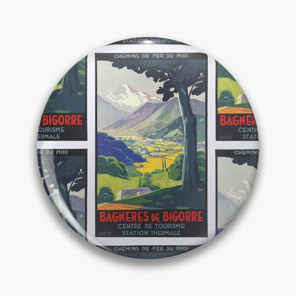 Item preview, Vintage Art Deco Travel Poster | Bagnères-de-Bigorre | French Pyrenees | Chemins de Fer du Midi | Thermal Spa Destination designed and sold by artofuniverse.