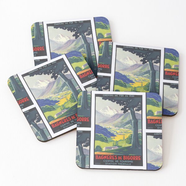 Item preview, Vintage Art Deco Travel Poster | Bagnères-de-Bigorre | French Pyrenees | Chemins de Fer du Midi | Thermal Spa Destination designed and sold by artofuniverse.