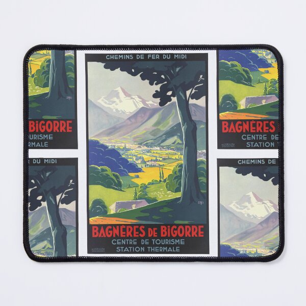 Item preview, Vintage Art Deco Travel Poster | Bagnères-de-Bigorre | French Pyrenees | Chemins de Fer du Midi | Thermal Spa Destination designed and sold by artofuniverse.
