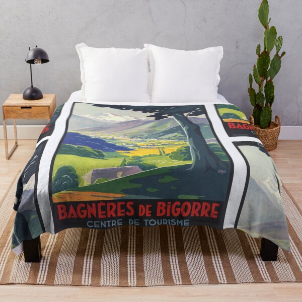Item preview, Vintage Art Deco Travel Poster | Bagnères-de-Bigorre | French Pyrenees | Chemins de Fer du Midi | Thermal Spa Destination designed and sold by artofuniverse.