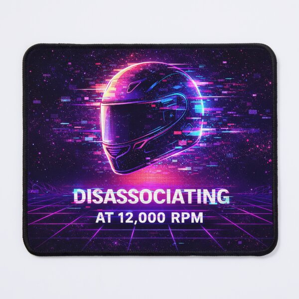 Item preview, Disassociating at 12,000 RPM – Neon Motorcycle Helmet Vaporwave Racing Design designed and sold by MaxLevelMerch.