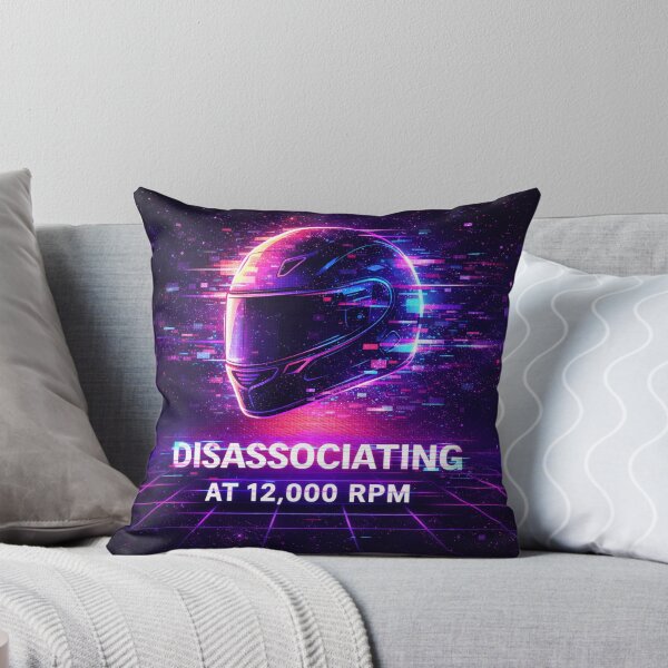 Item preview, Disassociating at 12,000 RPM – Neon Motorcycle Helmet Vaporwave Racing Design designed and sold by MaxLevelMerch.