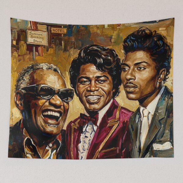 Item preview, The Kings of Soul: Ray Charles, James Brown & Little Richard Impasto Portrait designed and sold by Art's Diner.