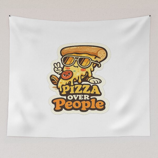 Item preview, Pizza Over People – Retro 70s Cartoon Pizza designed and sold by Samuel	 Collings.