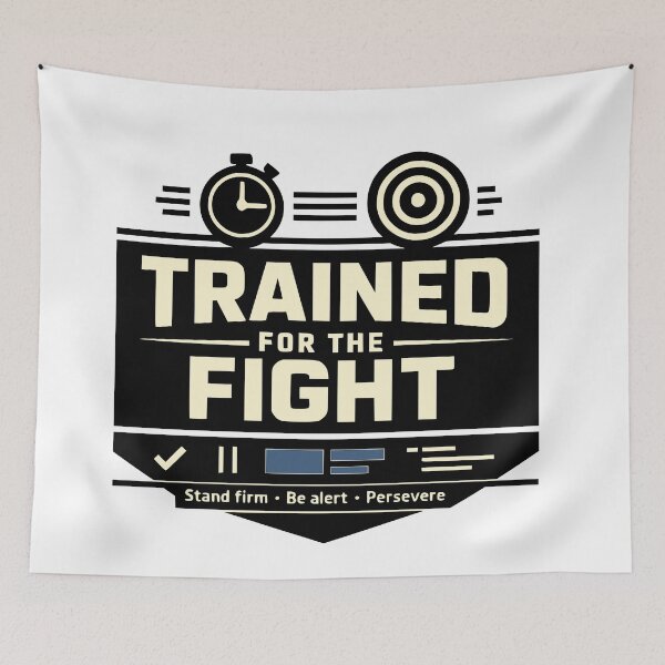 Item preview, Trained For The Fight Christian Minimalist Design designed and sold by FunFitLife Studio.