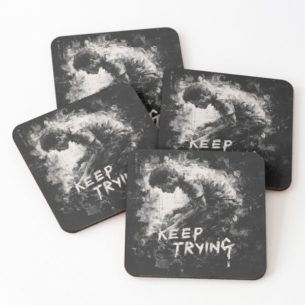Item preview, Keep Trying – Black & White Perseverance Motivation Design | Never Give Up designed and sold by WordPlayStudio.