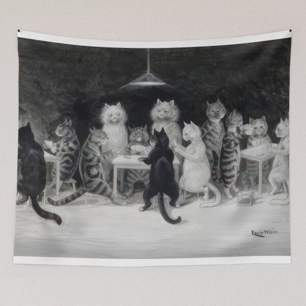 Item preview, CATS' BRIDGE CLUB - Art Nouveau (Modern)  - Louis Wain designed and sold by nebelimr.