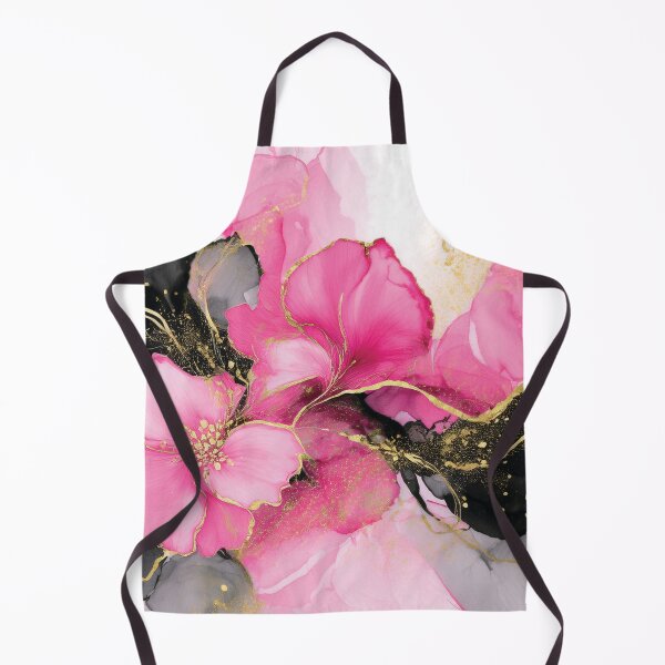 Item preview, PINK gold and black VINTAGE Fluid art botanicals, pink and gold watercolour abstract artwork, blush pink alcohol ink effect, pastel pink floral spring painting designed and sold by navitalidesign.