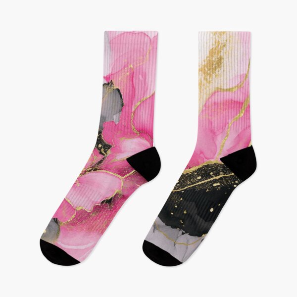 Item preview, PINK gold and black VINTAGE Fluid art botanicals, pink and gold watercolour abstract artwork, blush pink alcohol ink effect, pastel pink floral spring painting  designed and sold by navitalidesign.