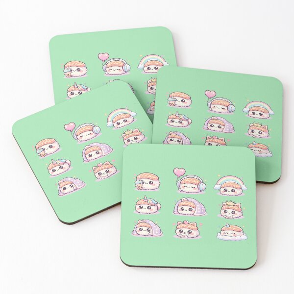 Item preview, Kawaii Sushi Set – Cute Pastel Sushi Characters designed and sold by rolfzogg.