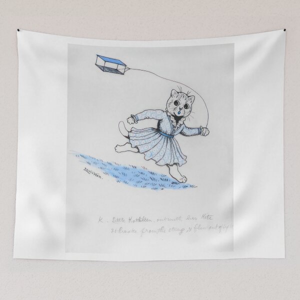 Item preview, K. LITTLE KATHLEEN, OUT WITH HER KITE, IT BROKE FROM THE STRING, AND FLEW OUT OF SIGHT - 1914  - Louis Wain designed and sold by nebelimr.