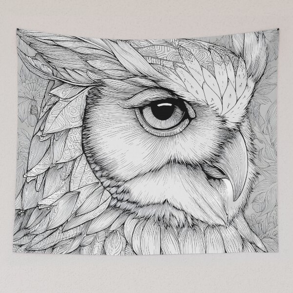 Item preview, Detailed Owl Portrait Intricate Line Art designed and sold by Shoot-The-Moon.