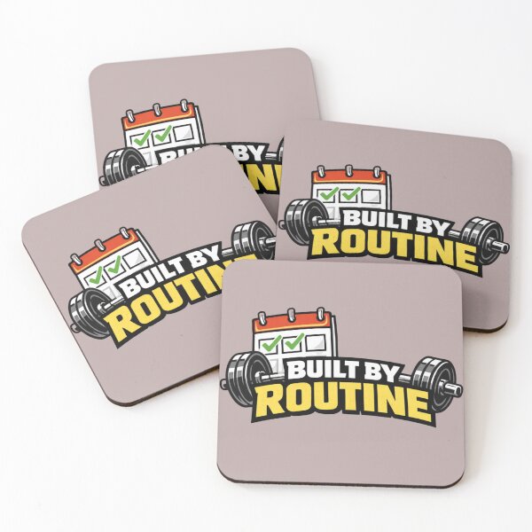 Item preview, Built By Routine Gym Motivation T-Shirt – Icon Workout Typography Design designed and sold by RAW-LINE.