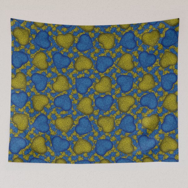 Item preview, Pattern of blue and yellow hearts with background  designed and sold by Cherevan.