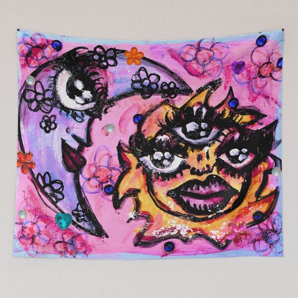 Item preview, sun moon painting with background circa 2017 designed and sold by MoreWaterThanBlood.
