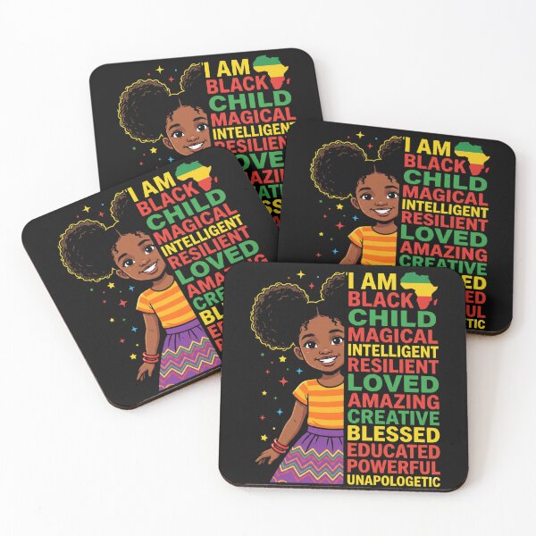 Item preview, I Am Black Child Magical Intelligent Resilient Loved Amazing Creative Blessed Educated Powerful Unapologetic Black Girl Empowerment Affirmation designed and sold by SofenArt.
