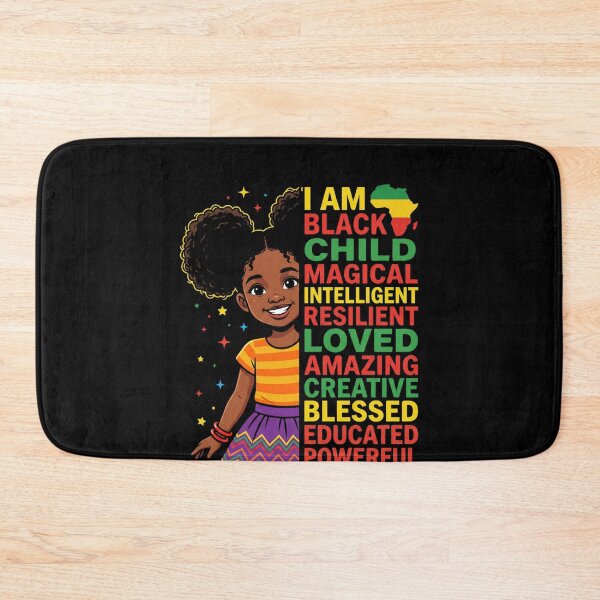 Item preview, I Am Black Child Magical Intelligent Resilient Loved Amazing Creative Blessed Educated Powerful Unapologetic Black Girl Empowerment Affirmation designed and sold by SofenArt.