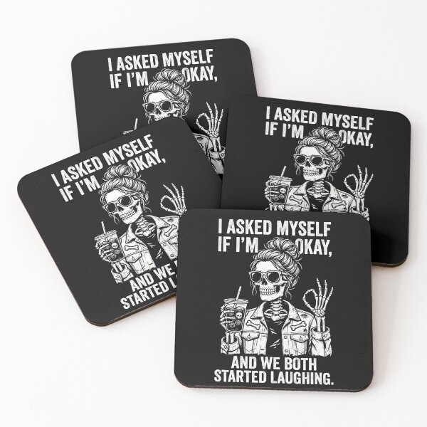 Item preview, I Asked Myself If I'm Okay, And We Both Started Laughing Sarcastic Woman Humor Messy Bun Mom Coffee Lover designed and sold by SofenArt.