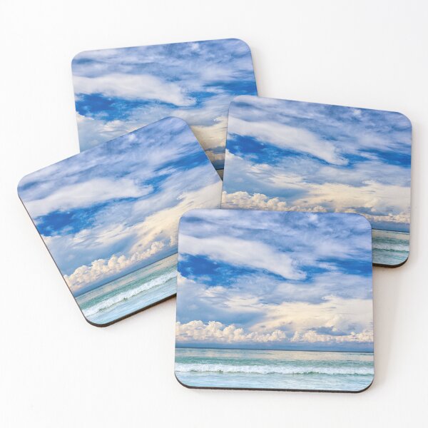 Item preview, Dramatic Blue Sky with White Fluffy Clouds Over Turquoise Ocean designed and sold by LRPhotoart.