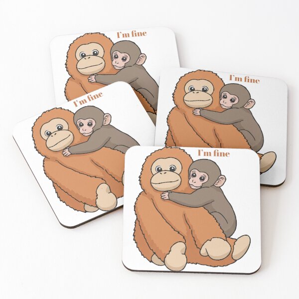Item preview, Viral Monkey I'm Fine Funny Meme Illustration - Team Punch designed and sold by PixelWaveBD.