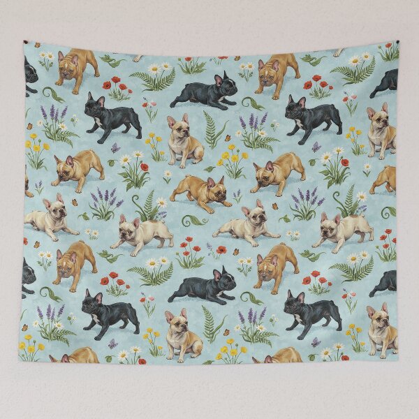 Item preview, French Bulldog Blue Throw Blanket designed and sold by candiscamera.