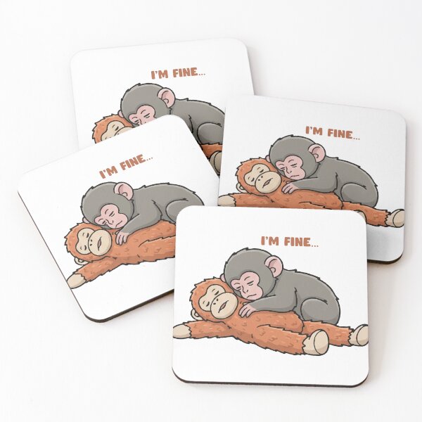 Item preview, Viral Monkey I'm Fine Relatable Sad Meme Illustration designed and sold by PixelWaveBD.