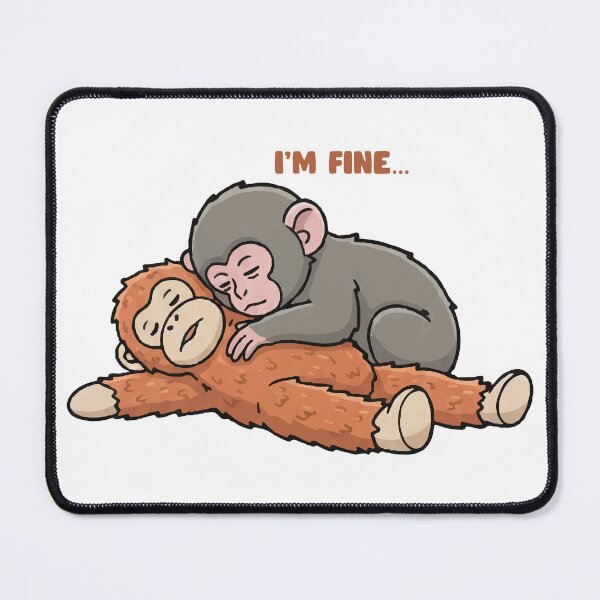 Item preview, Viral Monkey I'm Fine Relatable Sad Meme Illustration designed and sold by PixelWaveBD.
