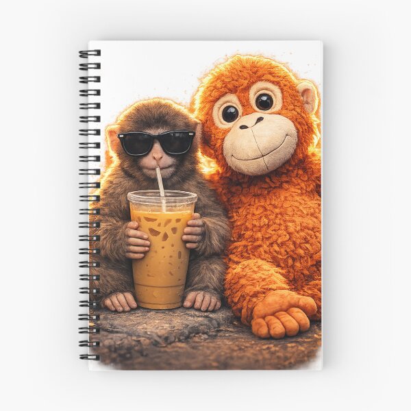 Item preview, Cute Baby Monkey Hugging Plush Toy – Adorable Kawaii Cartoon Sticker designed and sold by VibeVauilt.