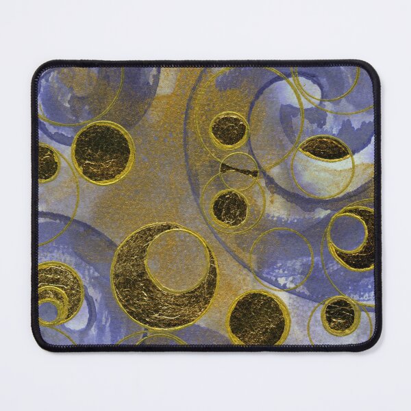 Item preview, Bubbles, French Curves and Circles Abstract in Jacques Herbin Bleu Nuit, Gold and Gold Leaf designed and sold by LymphomaLass.