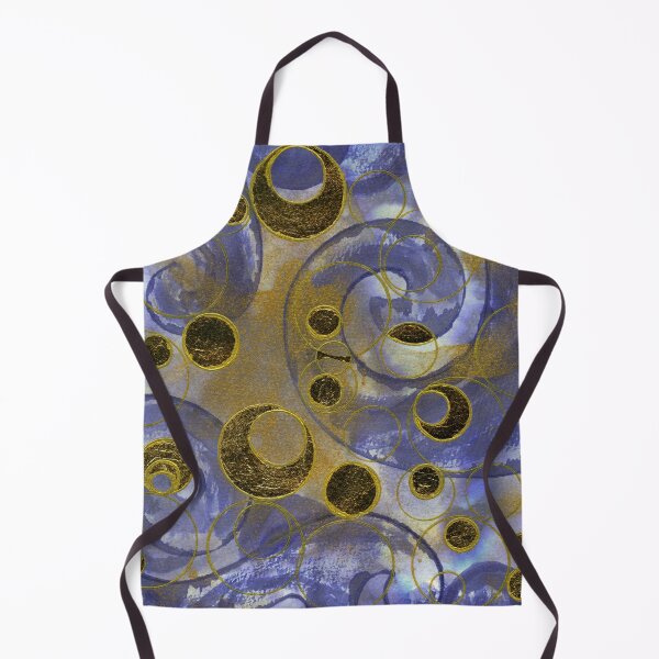 Item preview, Bubbles, French Curves and Circles Abstract in Jacques Herbin Bleu Nuit, Gold and Gold Leaf designed and sold by LymphomaLass.