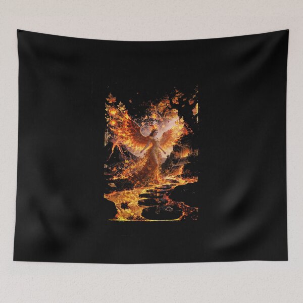 Item preview, Phoenix Fire Goddess Fantasy Art Autumn Wings Dark Fantasy Mythology Poster Epic Art Print designed and sold by TOTO GUYANA.