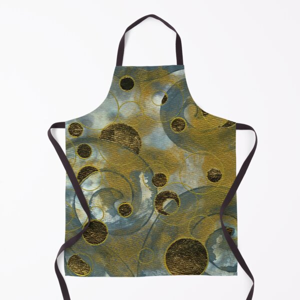 Item preview, Bubbles, French Curves and Circles Abstract in Jacques Herbin Vert De Gris, Gold and Gold Leaf designed and sold by LymphomaLass.
