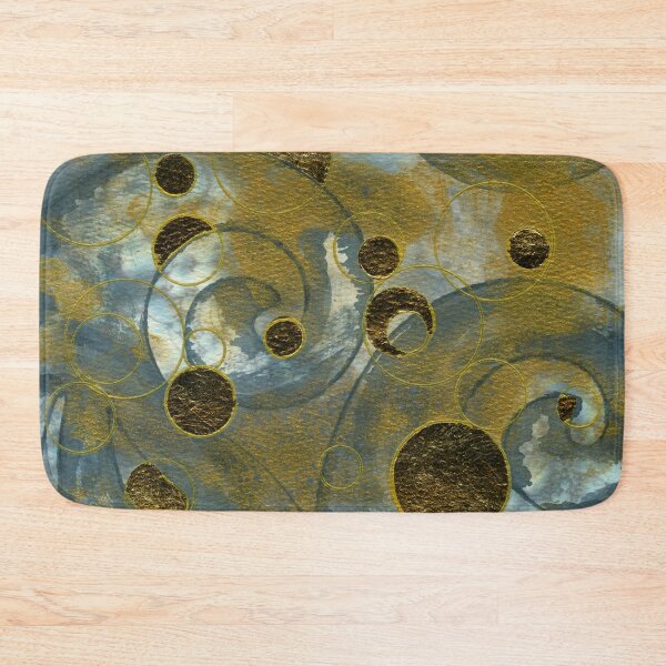 Item preview, Bubbles, French Curves and Circles Abstract in Jacques Herbin Vert De Gris, Gold and Gold Leaf designed and sold by LymphomaLass.